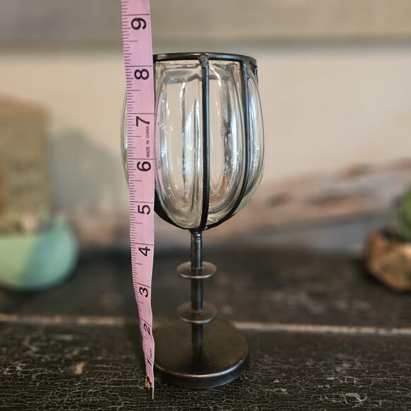 Vintage Caged Blown Glass Candle Holder - Picture 7 of 7